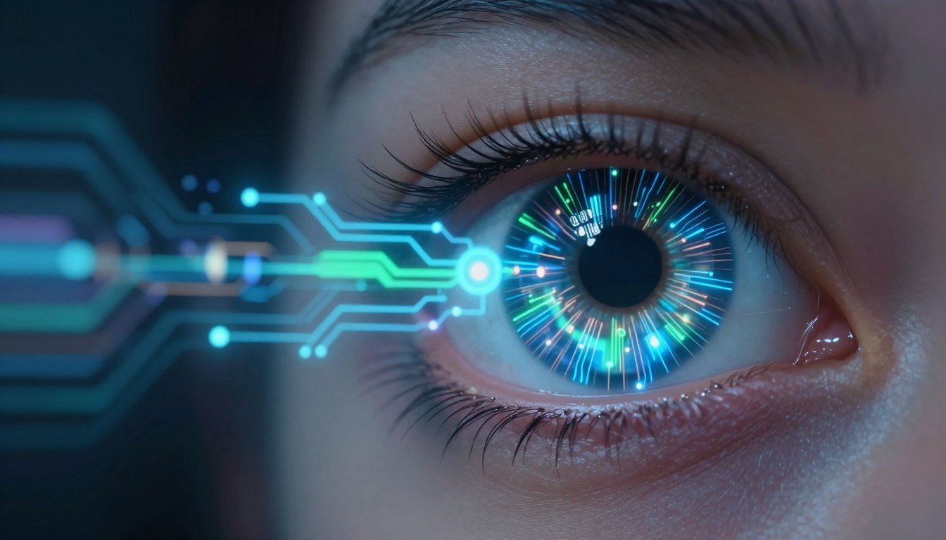 A highly detailed, futuristic digital eye, intricate and mesmerizing, positioned prominently in the foreground. The eye is composed of an array of vibrant, glowing circuits and data streams, pulsating with various shades of blue, green, and silver, symbolizing advanced technology and clarity. In the middle ground, softly blurred, incorporate ethereal lights and abstract shapes that suggest the concept of perception and insight. The background features a dark gradient, creating contrast that allows the digital eye to stand out sharply, evoking a sense of depth and intrigue. A subtle, soft glow emanates from the eye, casting dramatic shadows and enhancing its intricate details. The overall mood is one of awe and fascination, inviting viewers to explore the importance of clarity in eye health and content creation. A highly detailed, futuristic digital eye, intricate and mesmerizing, positioned prominently in the foreground. The eye is composed of an array of vibrant, glowing circuits and data streams, pulsating with various shades of blue, green, and silver, symbolizing advanced technology and clarity. In the middle ground, softly blurred, incorporate ethereal lights and abstract shapes that suggest the concept of perception and insight. The background features a dark gradient, creating contrast that allows the digital eye to stand out sharply, evoking a sense of depth and intrigue. A subtle, soft glow emanates from the eye, casting dramatic shadows and enhancing its intricate details. The overall mood is one of awe and fascination, inviting viewers to explore the importance of clarity in eye health and content creation.